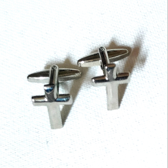 NEW Cufflinks: "The Cross". Christianity. Silver-Tone, Bullet Back. - Picture 1 of 5
